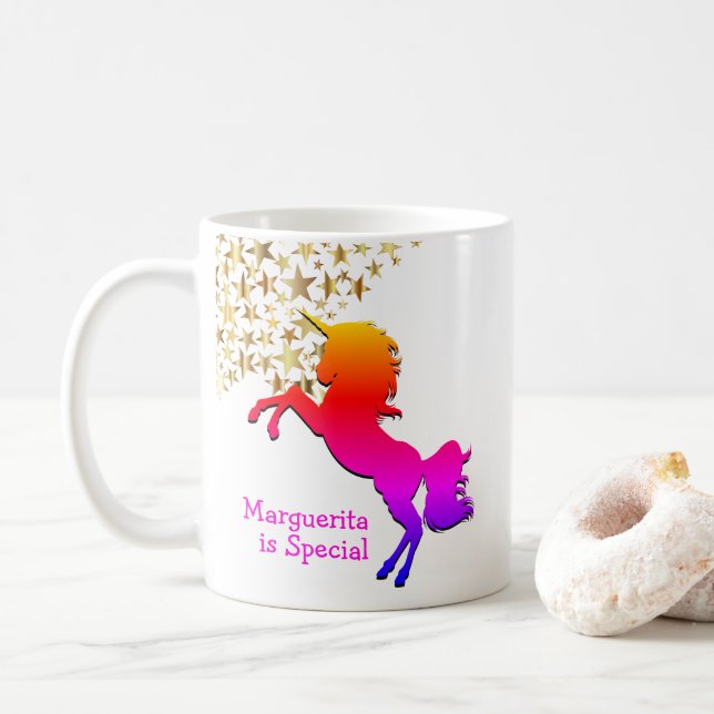 Taza De Café Estrellas rosadas UNICORN personalizadas (Con donut)