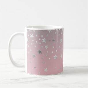 Taza De Café Estrellas rosadas y grises elegantes y modernas