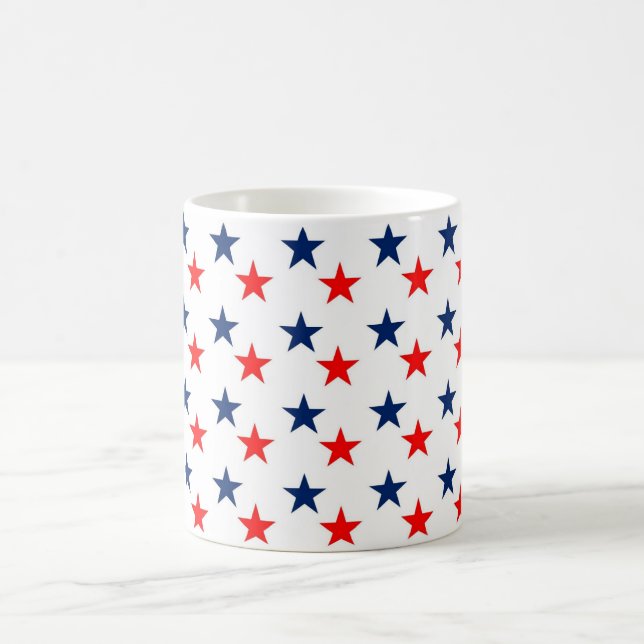 Taza De Café Estrellas simples y elegantes personalizadas rojo  (Centro)