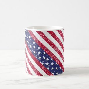 Taza De Café Estrellas y barras patrióticas angustiadas