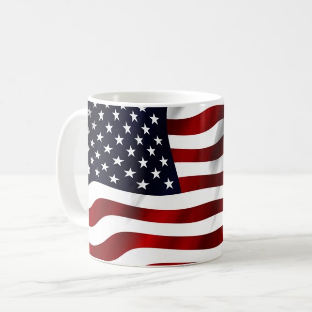 TAZA DE CAFÉ ESTRELLAS Y CADENAS BOMBA DE CAFÉ DE BANDERA (Anverso izquierdo)