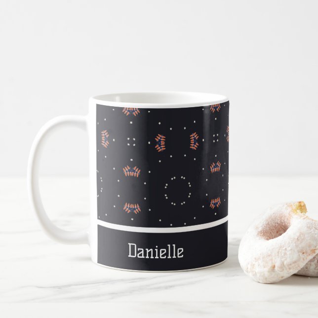 Taza De Café Estrellas Y Patrón Único De Nave Espacial (Con donut)