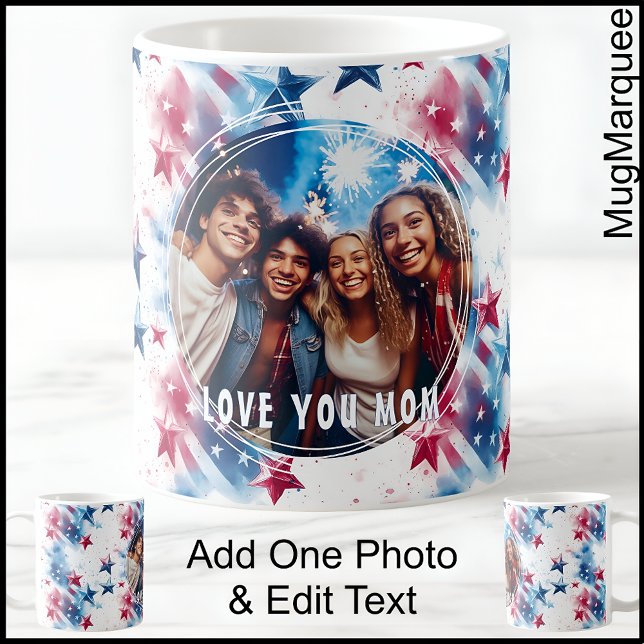 Taza De Café Estrellas Y Rayas Foto Y Texto C555 Mamá, Madre (Subido por el creador)