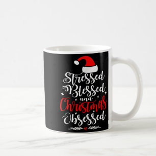 Taza De Café Estresado Bendito Y Obsesionado De Navidad Diverti