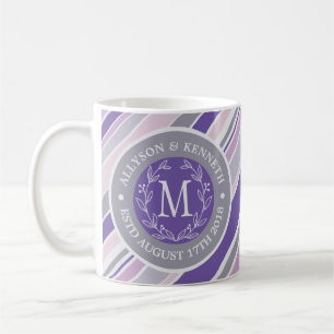 Taza De Café Estribos De Moda De Monogramo Lámina Púrpura