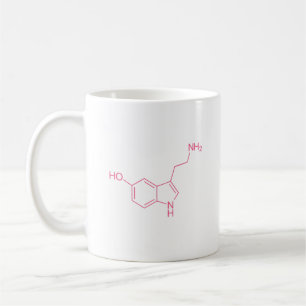 Taza De Café Estructura de Molécula de serotonina rosa