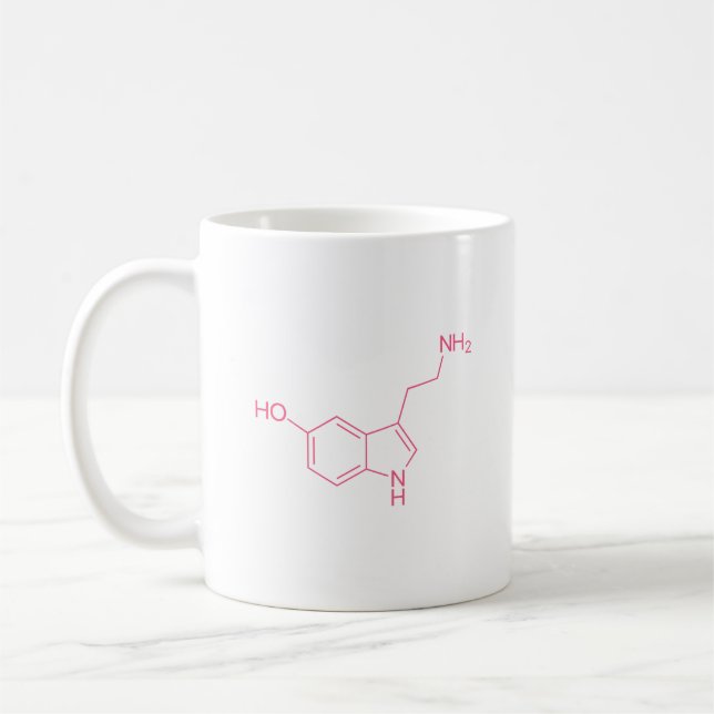 Taza De Café Estructura de Molécula de serotonina rosa (Izquierda)