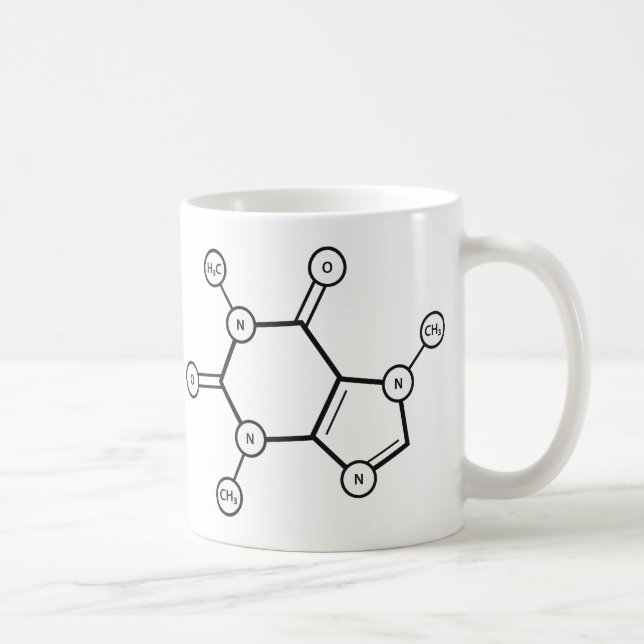 Taza De Café estructura molecular del cafeína (Derecha)