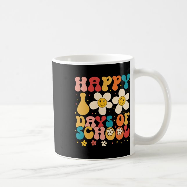 Taza De Café Estudiante De La Escuela Retro Feliz 100 Días De T (Derecha)