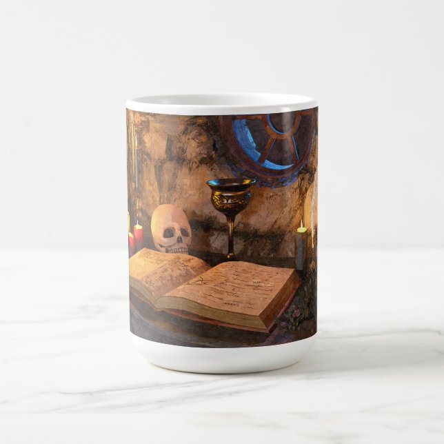 Taza De Café Estudio de Brujo de Fantasía Medieval (Centro)