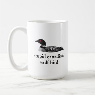 Taza De Café Estúpido Romance de Hockey de Lobo Pájaro Canadien