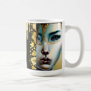 Taza De Café Étéreo Mistical Fantasy Art Negro y Oro