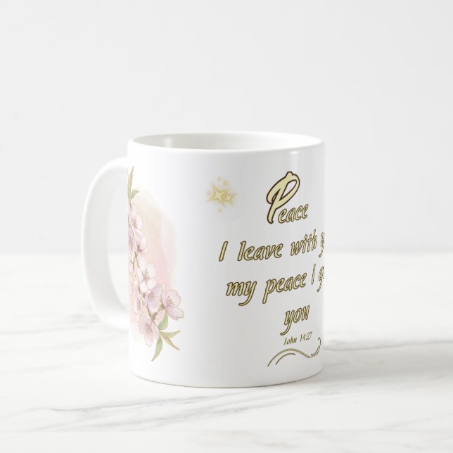 Taza De Café Eternal Peace Mug: 'John 14:27' Bible Verse Design (Anverso izquierdo)