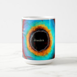 Taza De Café Ethereal Ojo Cósmico Monograma vibrante Resumen Ar