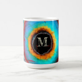 Taza De Café Ethereal Ojo Cósmico Monograma vibrante Resumen Ar