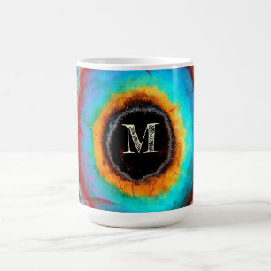 Taza De Café Ethereal Ojo Cósmico Monograma vibrante Resumen Ar