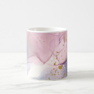 Taza De Café Ethereal Periwinkle Pink & Gold Inky Fantasy Glam