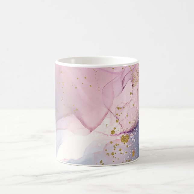Taza De Café Ethereal Periwinkle Pink & Gold Inky Fantasy Glam (Centro)