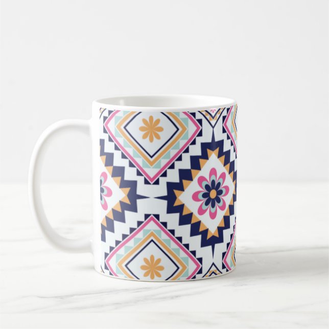 Taza De Café Ethnic Paisley Ornate Floral Tile Pattern (Izquierda)