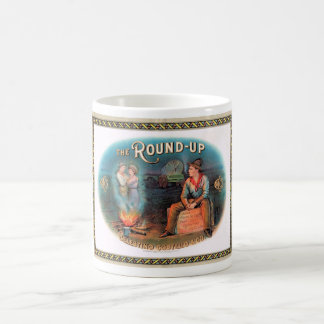TAZA DE CAFÉ ETIQUETA CIGAR B0X 'COWBOYS' DE LOS AÑOS 1900... A