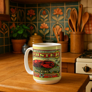 Taza De Café Etiqueta de bogavante de la Nueva Escocia Vintage