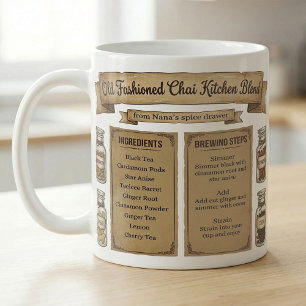 Taza De Café Etiqueta de Despensa Rústica para Receta de Especi
