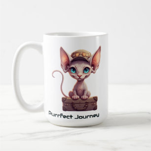 Taza De Café Etiqueta de equipaje de gato adorable regalo para