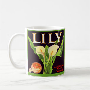 Taza De Café Etiqueta de la caja naranja Lily de los años 1930