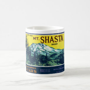 Taza De Café Etiqueta de las peras del Mt Shasta California del