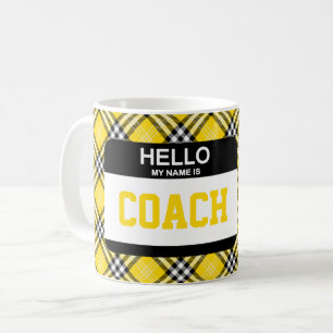 Taza De Café Etiqueta de nombre COACH de la placa de oro negra
