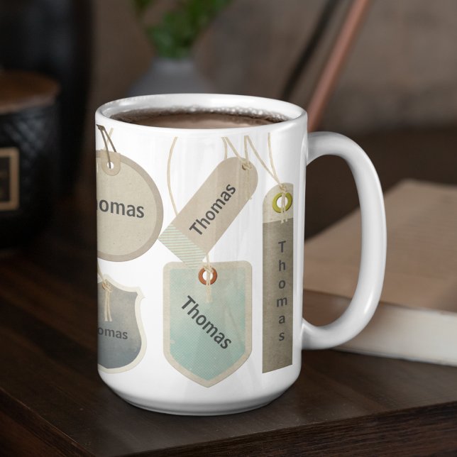 Taza De Café Etiqueta de nombre moderna | Personalizado único (Subido por el creador)