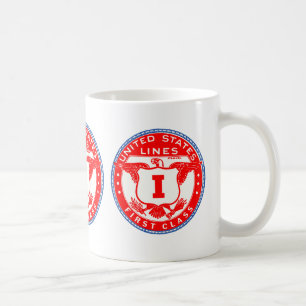 Taza De Café Etiqueta de primera clase de Líneas de Estados Uni