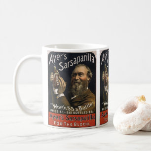Taza De Café Etiqueta de producto vintage, bebida Sarsaparilla 