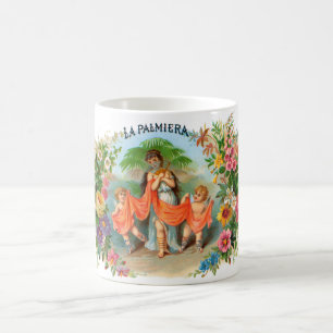 Taza De Café Etiqueta de puro vintage La Palmiera, mujer con án
