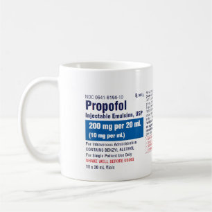 Taza De Café Etiqueta Divertida de Propofol Médico