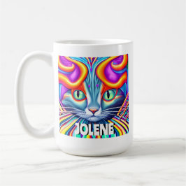 Taza De Café Etiqueta personalizada | Gato gatito gatito místic
