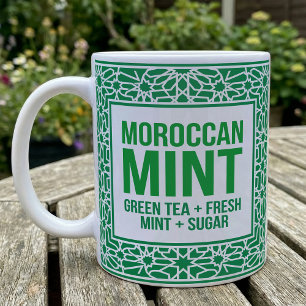 Taza De Café Etiqueta vintage de receta de hoja de menta de té