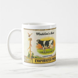 Taza De Café etiqueta vintage leche de vaca holstein evaporada