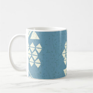 Taza De Café Étnica azteca: Blue Geometric Seamless.