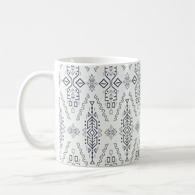 Taza De Café Étnico Boho: De moda, desprovisto de la mano. (Izquierda)