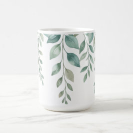 Taza De Café Eucalipto en Acuarela Minimalista con Monograma en