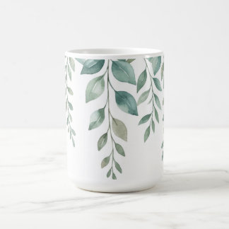 Taza De Café Eucalipto en Acuarela Minimalista con Monograma en