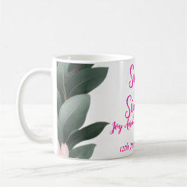 Taza De Café eucalipto verde de flor rosa vintage 16 años