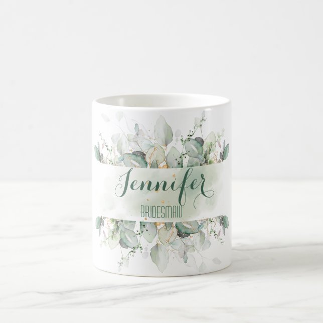 Taza De Café Eucalyptus Greenery deja a la Personalizado brides (Centro)