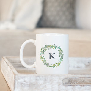 Taza De Café Eucalyptus Wreath Monograma
