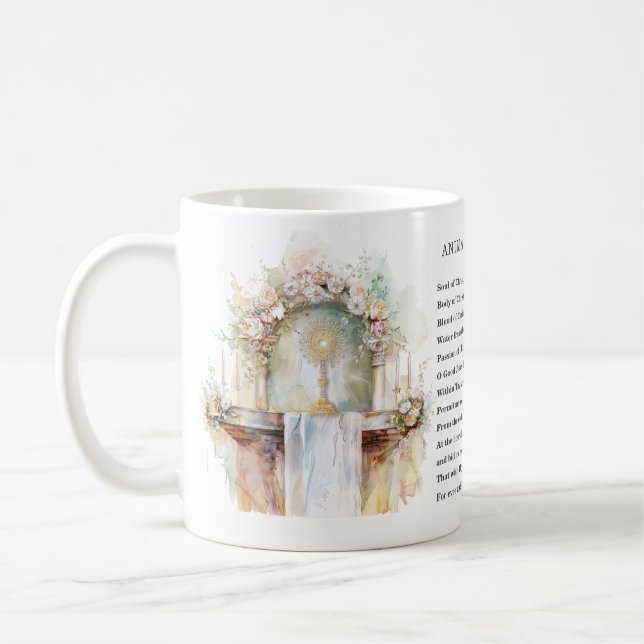 Taza De Café Eucaristía Católica Adoración Anima Christi (Izquierda)