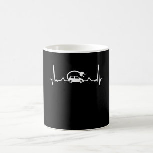 Taza De Café EV Heartbeat Gracioso Vehículo Eléctrico Regalo