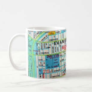 Taza De Café EVANSTON, mapa del vintage de IL