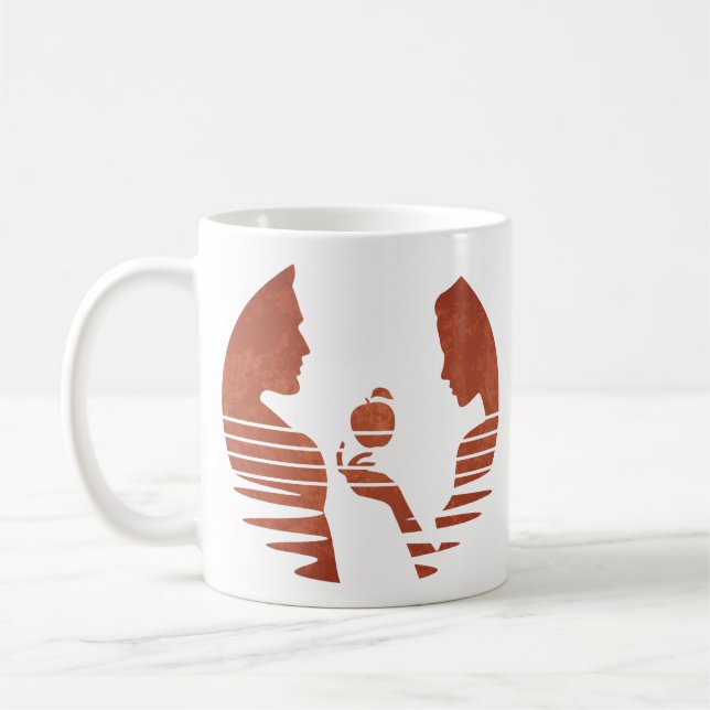Taza De Café Eve Manda Una Apple A Adam, Grunge Versión 3/3 (Izquierda)