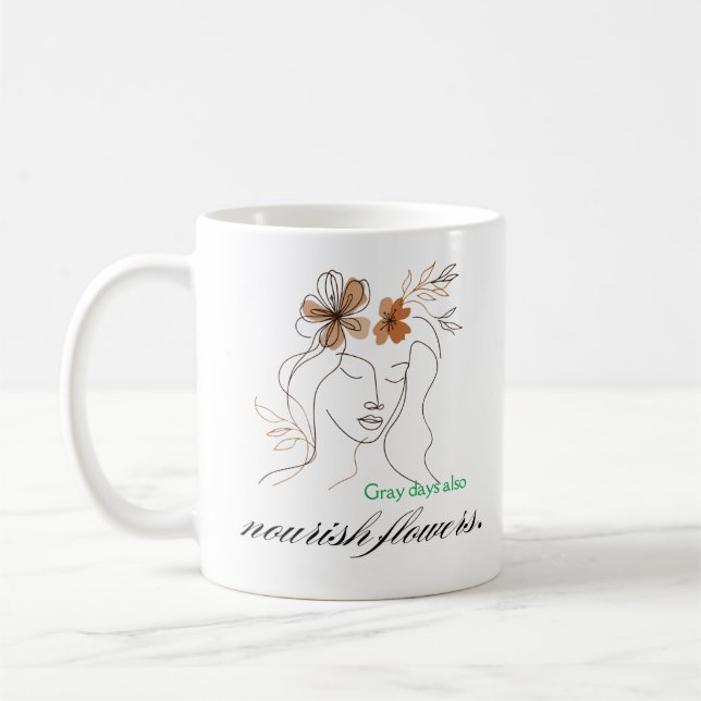 Taza De Café Even gray days bloom – Boho floral art for emotion (Izquierda)